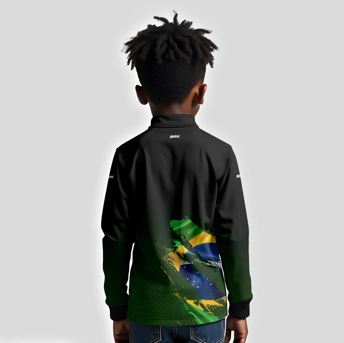 Camisa Agro Infantil Brk Bandeira Brasil Lateral com Proteção Solar UV50+ - Brk Fishing