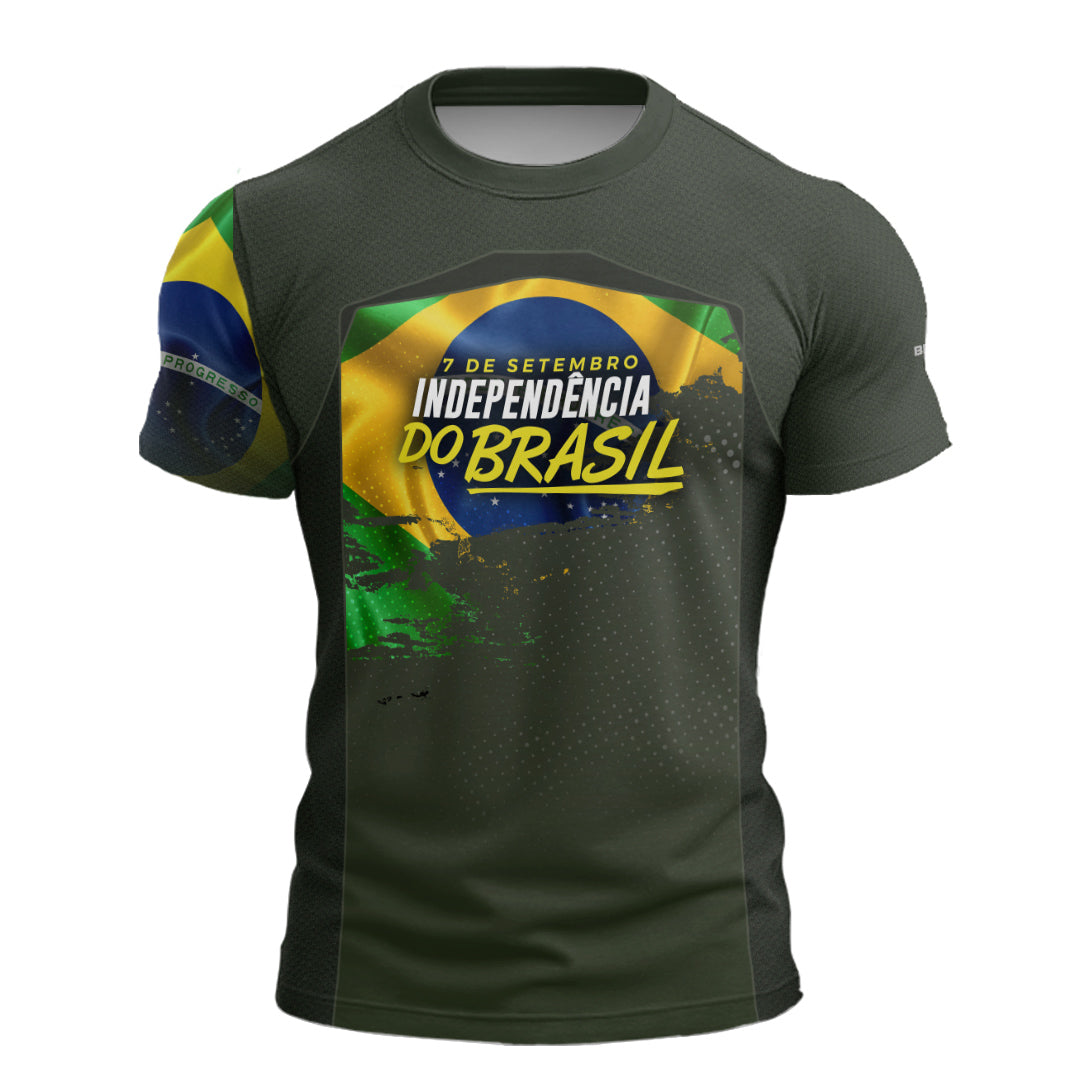 Camiseta de Pesca Brk Brasil Verde Oliva com com Proteção Solar UV50+ - Brk Fishing