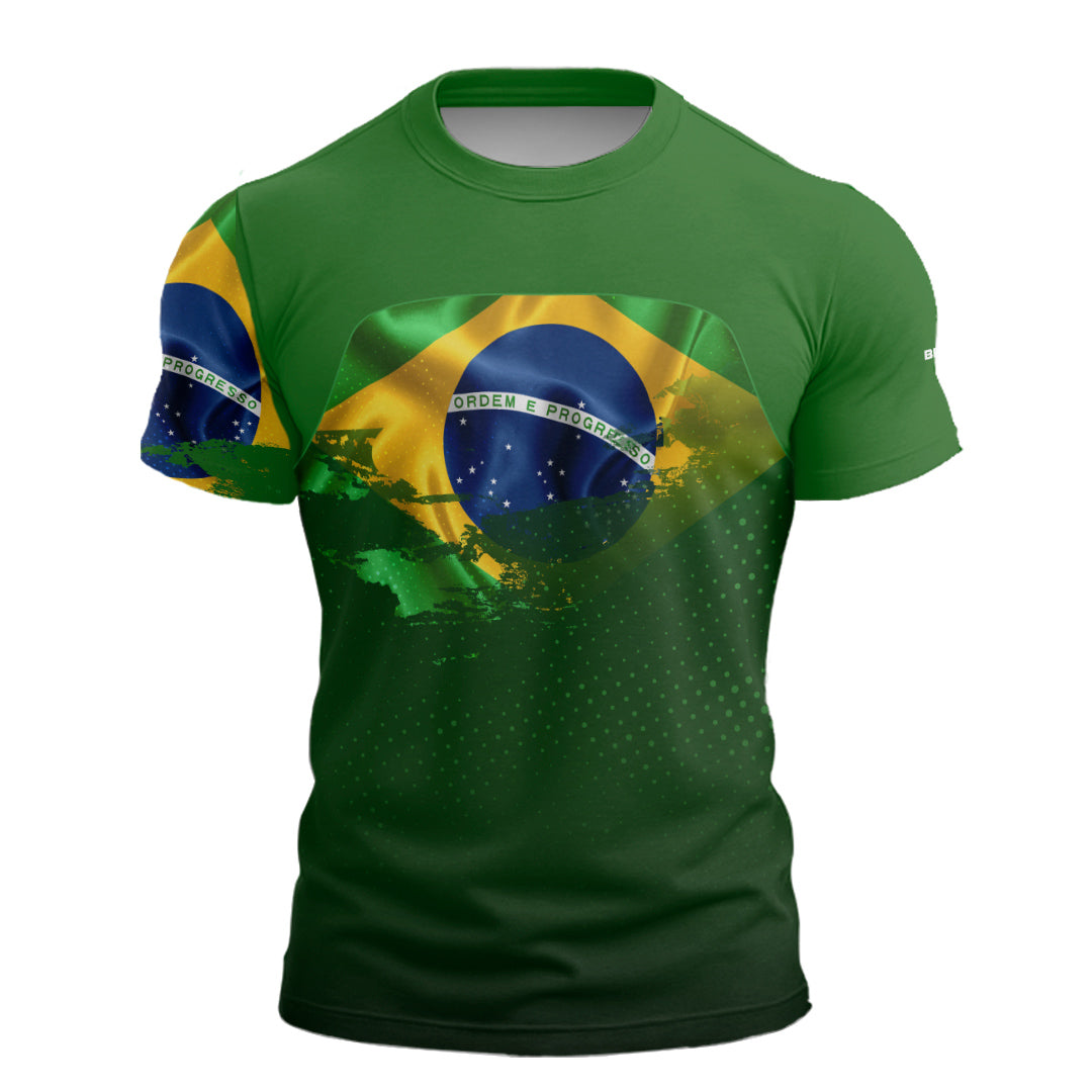 Camiseta de Pesca Brk Brasil Verde com com Proteção Solar UV50+ - Brk Fishing