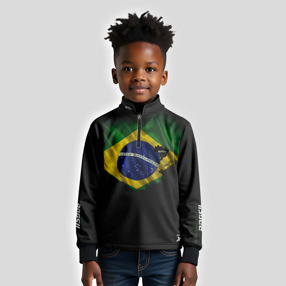 Camisa Agro Infantil Brk Bandeira do Brasil com Proteção Solar UV50+ - Brk Fishing