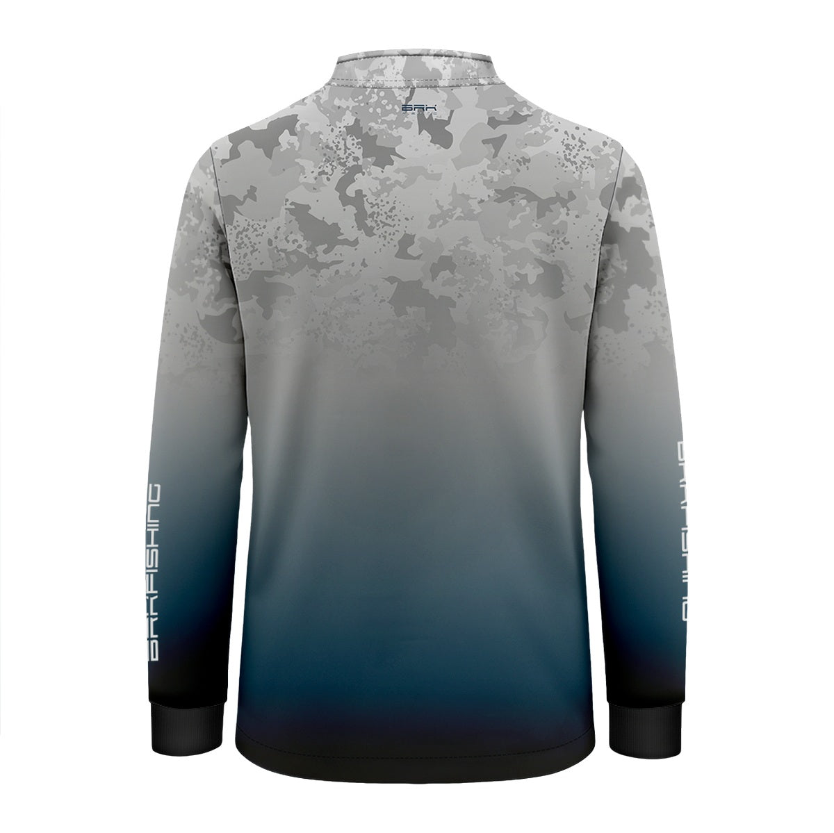 Camisa Infantil de Pesca Brk Cinza e Azul Camuflado com Proteção UV50+ t Brk Fishing