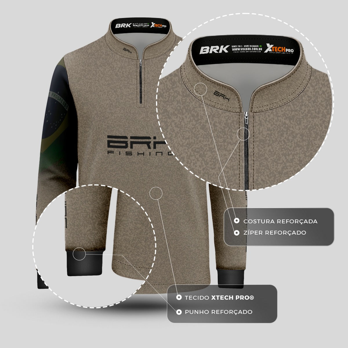Camisa Infantil de Pesca Brk Garateia Clean Bandeira Brasil com Proteção Solar UV50+ Brk Fishing