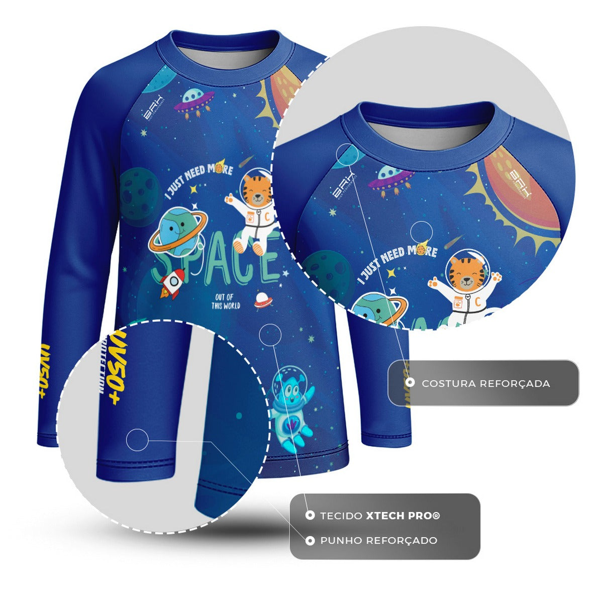 Camisa de Pesca Kids Brk Gatinho Astronauta com Proteção UV50 - Brk Fishing