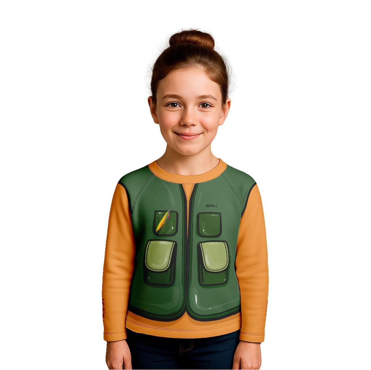 Camisa de Pesca Kids Brk Laranja Pequeno Pescador com Proteção UV50 - Brk Fishing