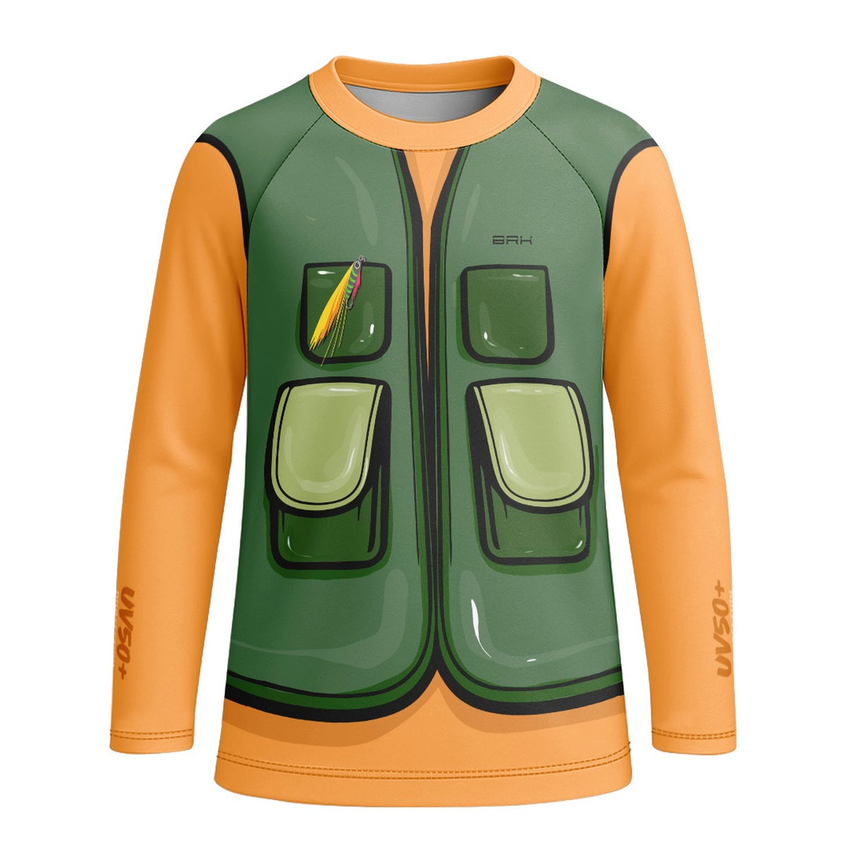 Camisa de Pesca Kids Brk Laranja Pequeno Pescador com Proteção UV50 - Brk Fishing