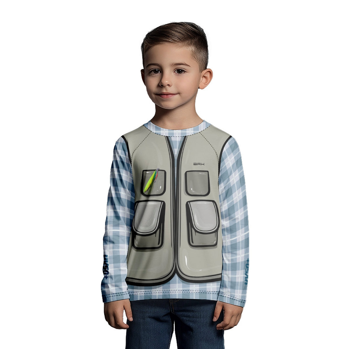 Camisa de Pesca Kids Brk Azul Pequeno Pescador com Proteção UV50 - Brk Fishing