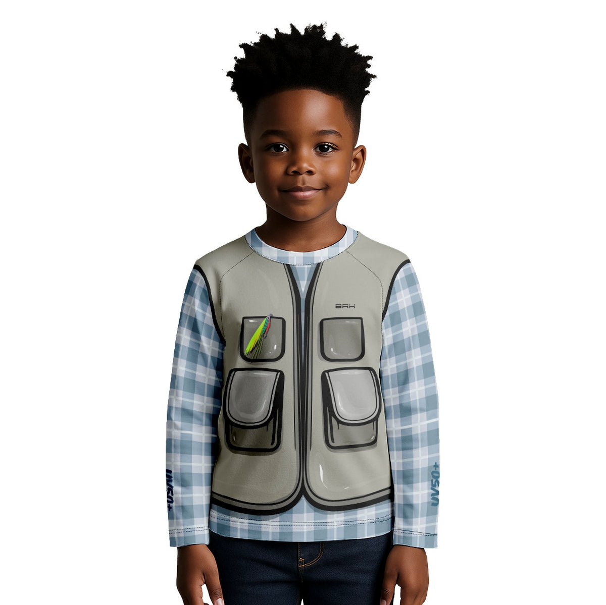 Camisa de Pesca Kids Brk Azul Pequeno Pescador com Proteção UV50 - Brk Fishing