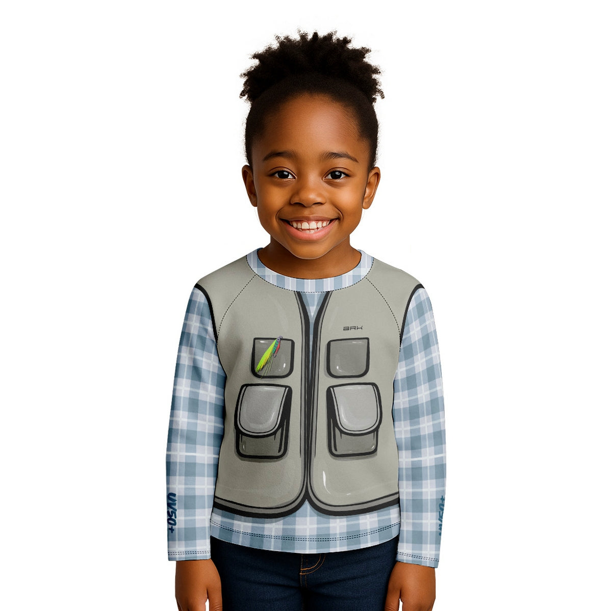 Camisa de Pesca Kids Brk Azul Pequeno Pescador com Proteção UV50 - Brk Fishing