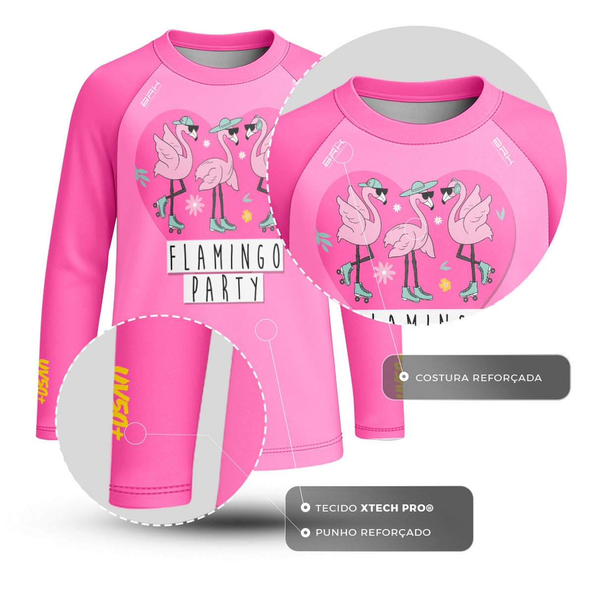 Camisa de Pesca Kids Brk Festa de Flamingos com Proteção UV50 - Brk Fishing