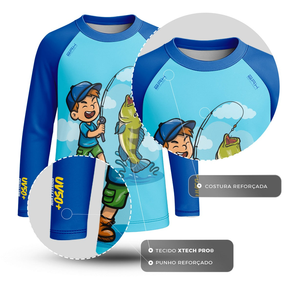 Camisa de Pesca Kids Brk Pequeno Pescador com Proteção UV50 - Brk Fishing
