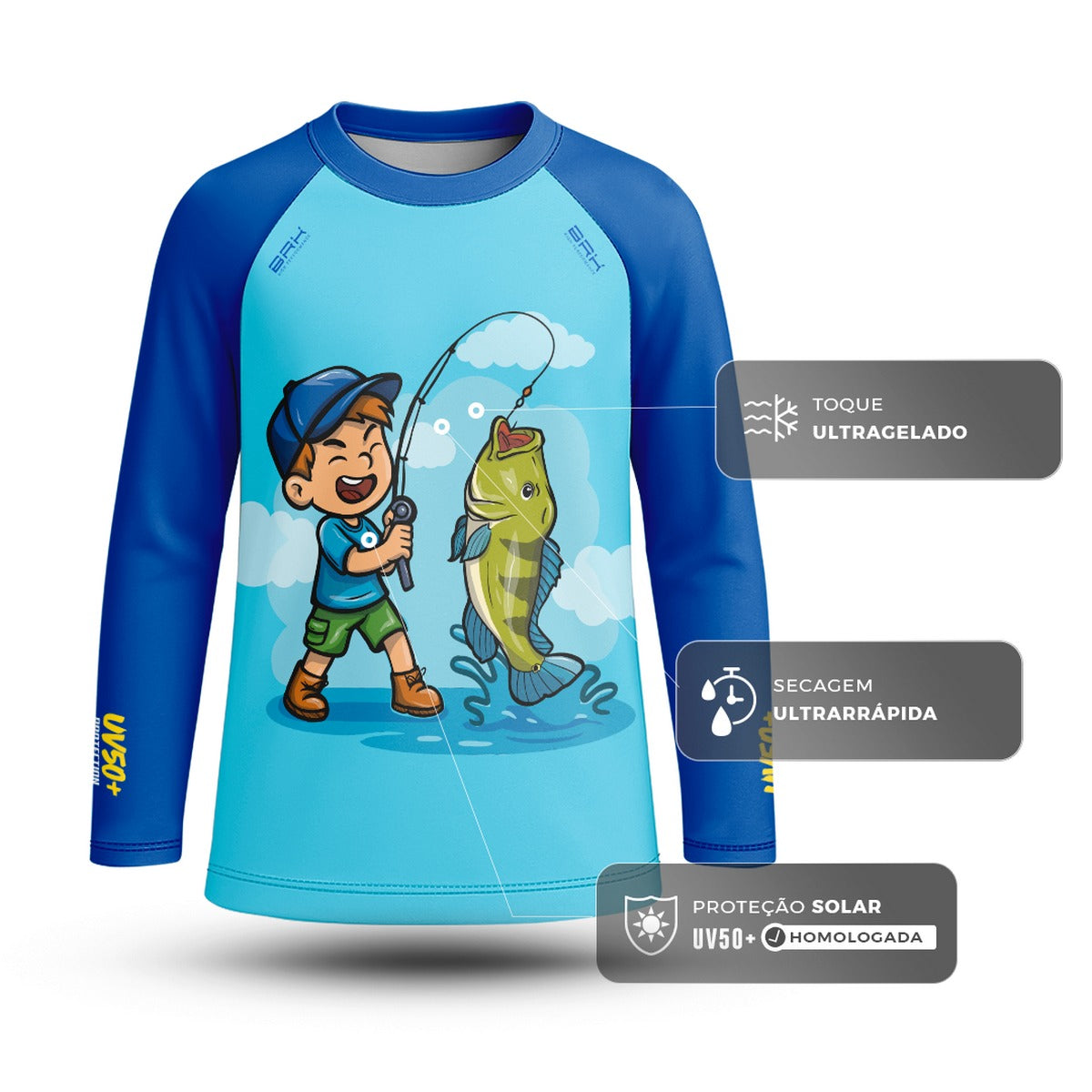 Camisa de Pesca Kids Brk Pequeno Pescador com Proteção UV50 - Brk Fishing