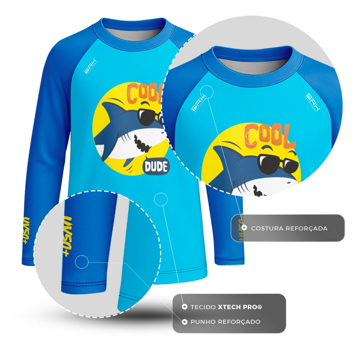 Camisa de Pesca Kids Brk Tubarão Descolado com Proteção UV50 - Brk Fishing