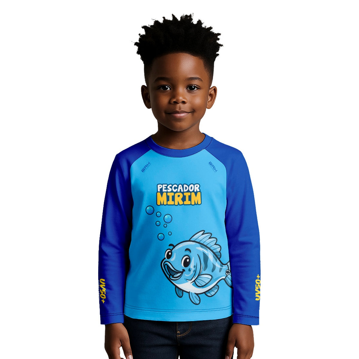 Camisa de Pesca Kids Brk Azul Pescador Mirim com Proteção UV50 - Brk Fishing