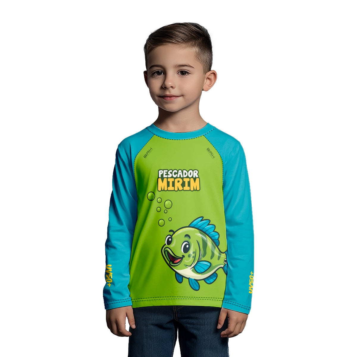 Camisa de Pesca Kids Brk Verde Pescador Mirim com Proteção UV50 - Brk Fishing
