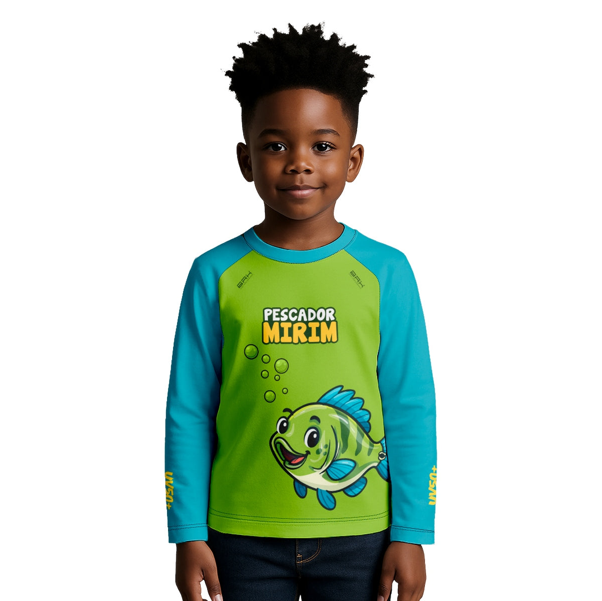 Camisa de Pesca Kids Brk Verde Pescador Mirim com Proteção UV50 - Brk Fishing