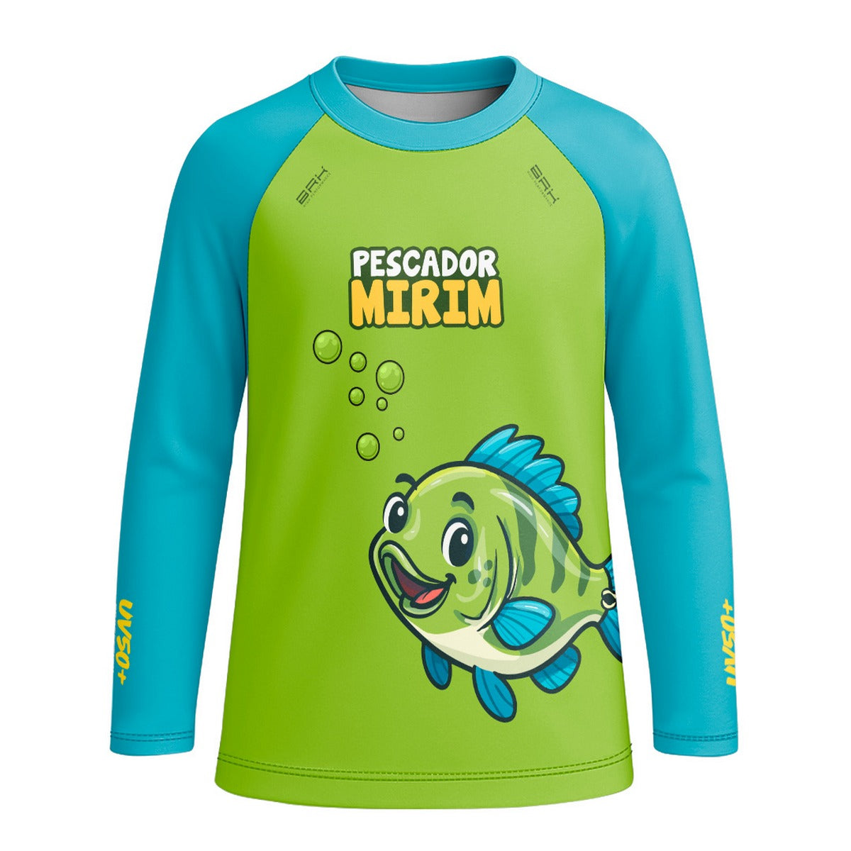 Camisa de Pesca Kids Brk Verde Pescador Mirim com Proteção UV50 - Brk Fishing