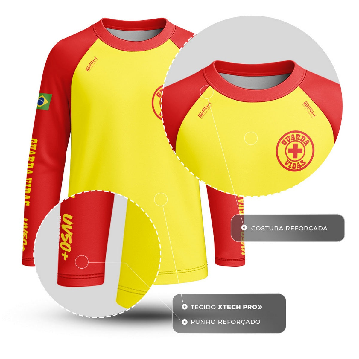 Camisa de Pesca Kids Brk Salva Vidas Mirim com Proteção UV50 - Brk Fishing