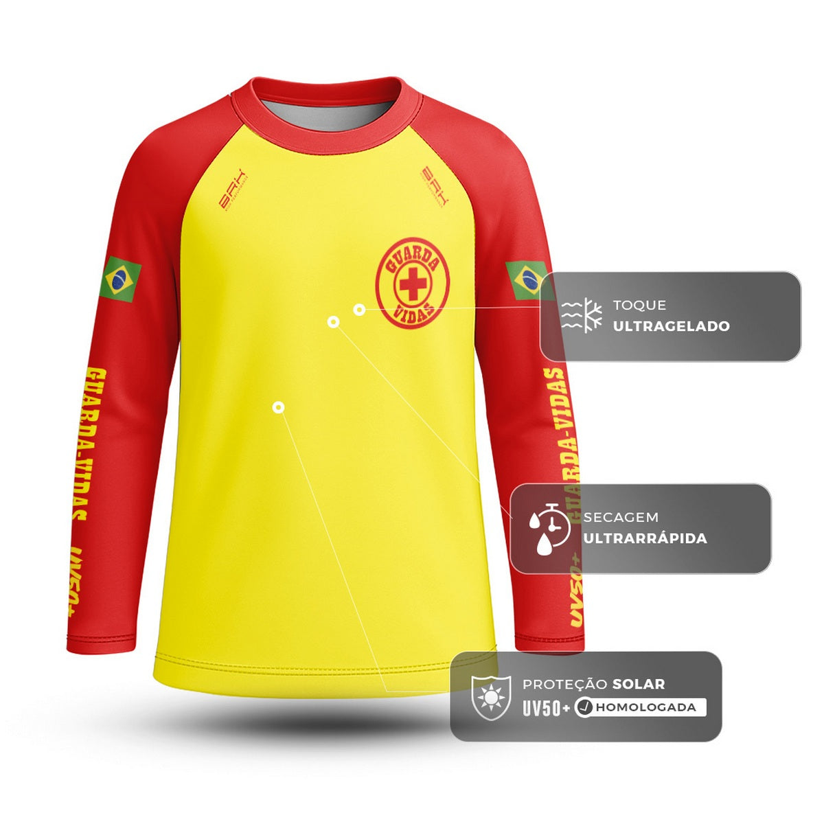 Camisa de Pesca Kids Brk Salva Vidas Mirim com Proteção UV50 - Brk Fishing