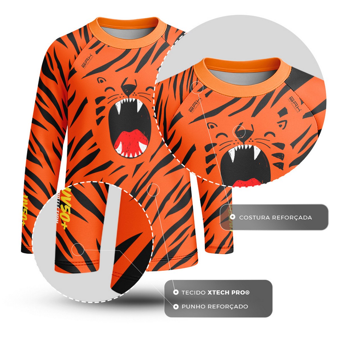 Camisa de Pesca Kids Brk Tigrinho com Proteção UV50 - Brk Fishing