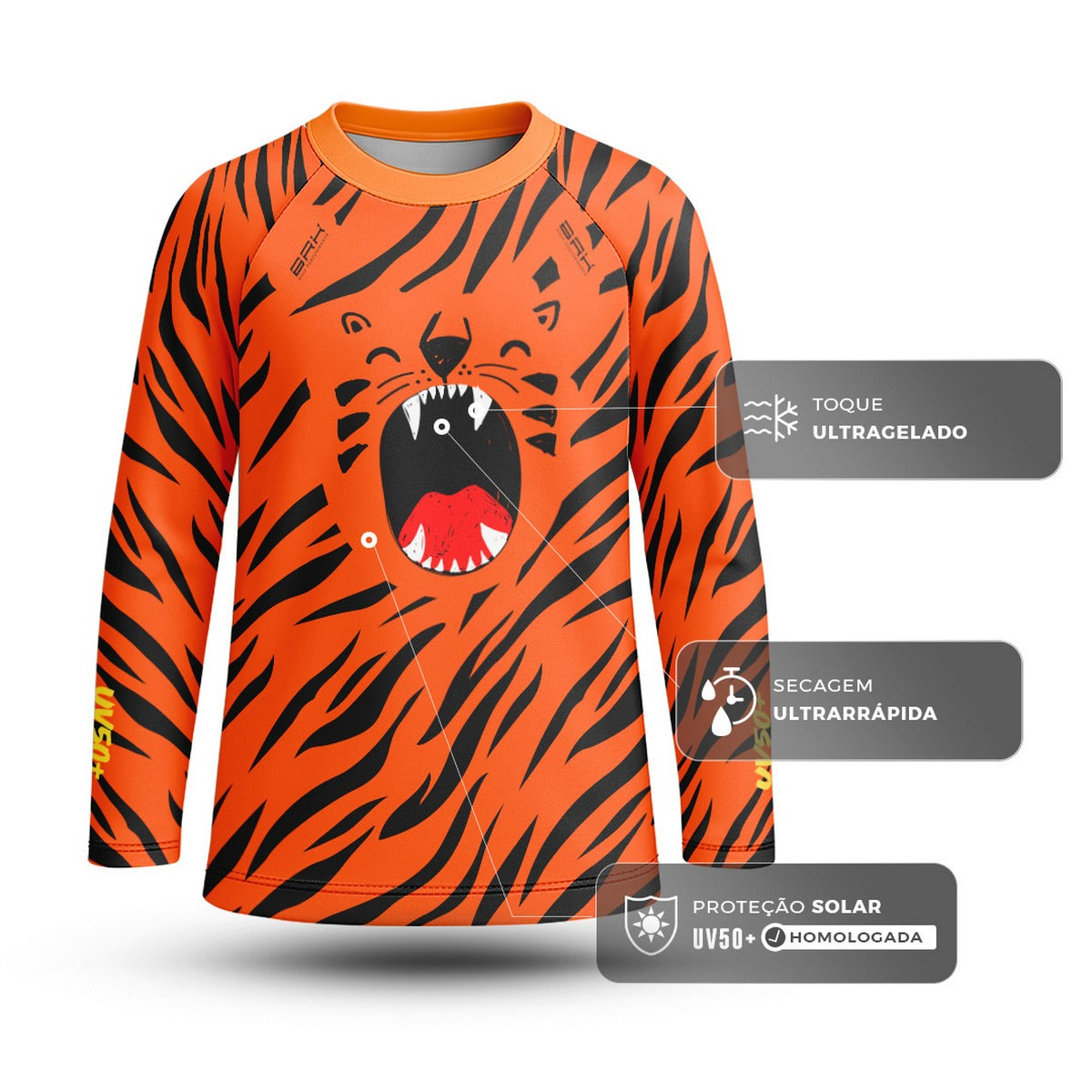 Camisa de Pesca Kids Brk Tigrinho com Proteção UV50 - Brk Fishing