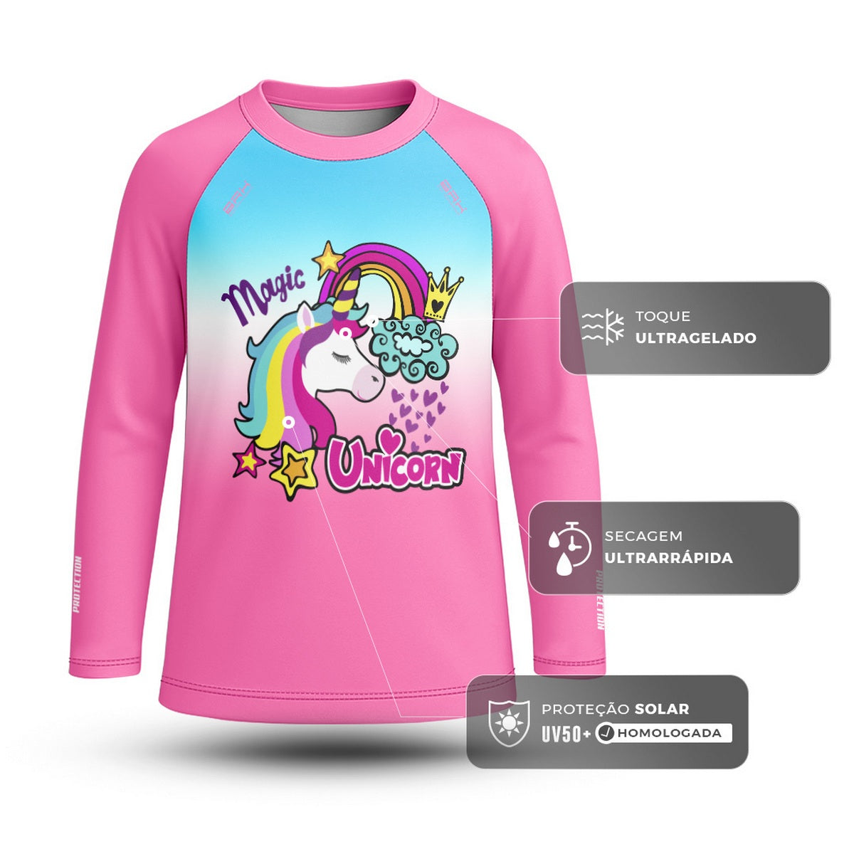 Camisa de Pesca Kids Brk Unicórnios com Proteção UV50 - Brk Fishing