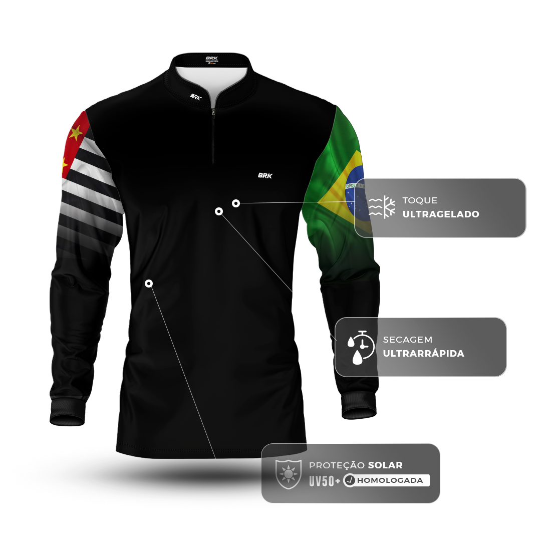 Camisa Brk São Paulo Brasil com Proteção Solar UV50+ - Brk Fishing