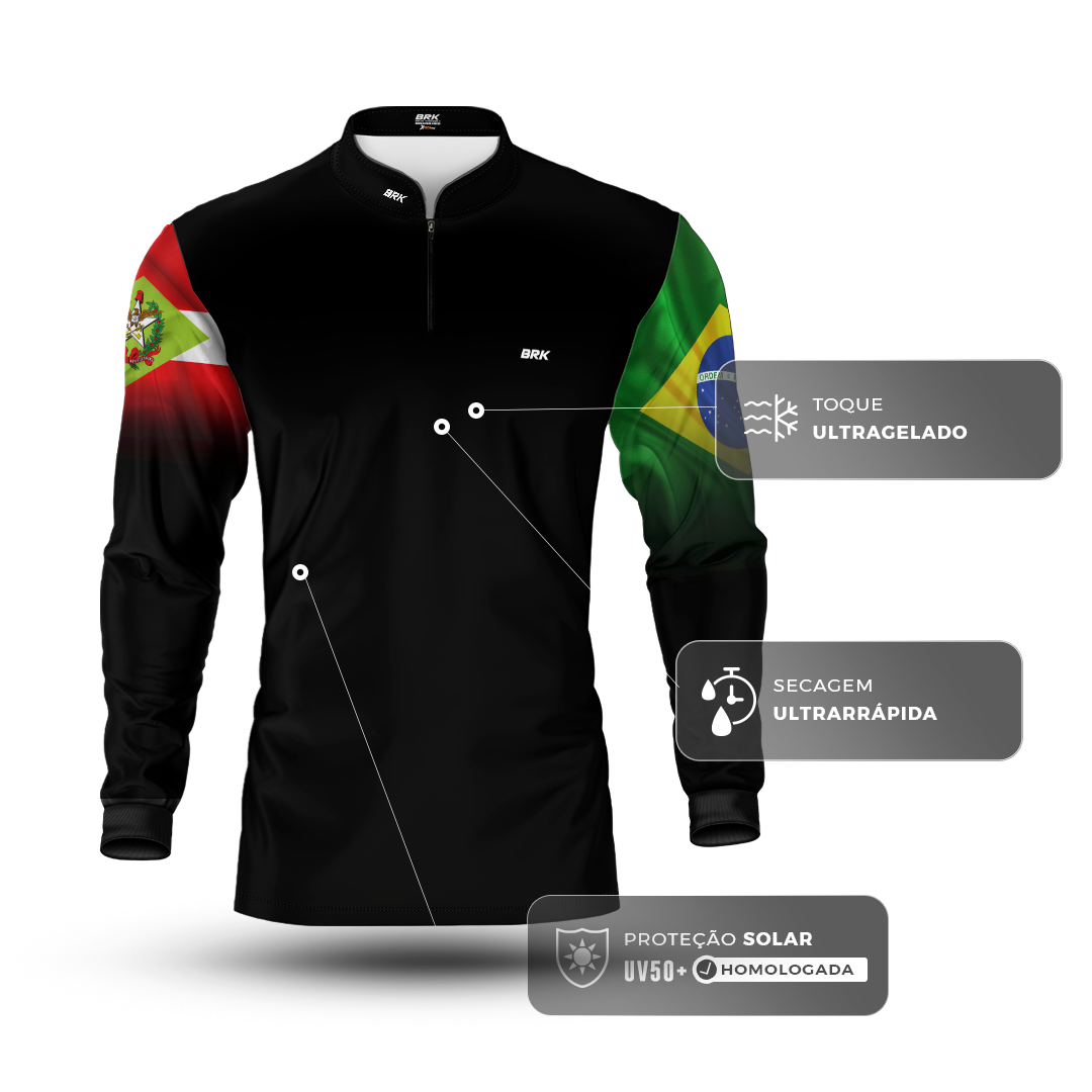 Camisa Brk Brasil Santa Catarina Brasil com Proteção Solar UV50+ - Brk Fishing