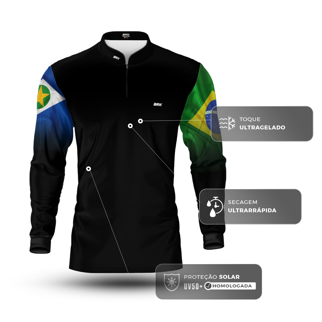 Camisa Brk Mato Grosso Brasil com Proteção Solar UV50+ - Brk Fishing