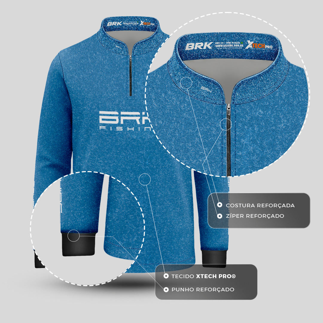 Camisa de Pesca Infantil Brk Select Pursuit Jeansfit com Proteção UV50+ - Brk Fishing