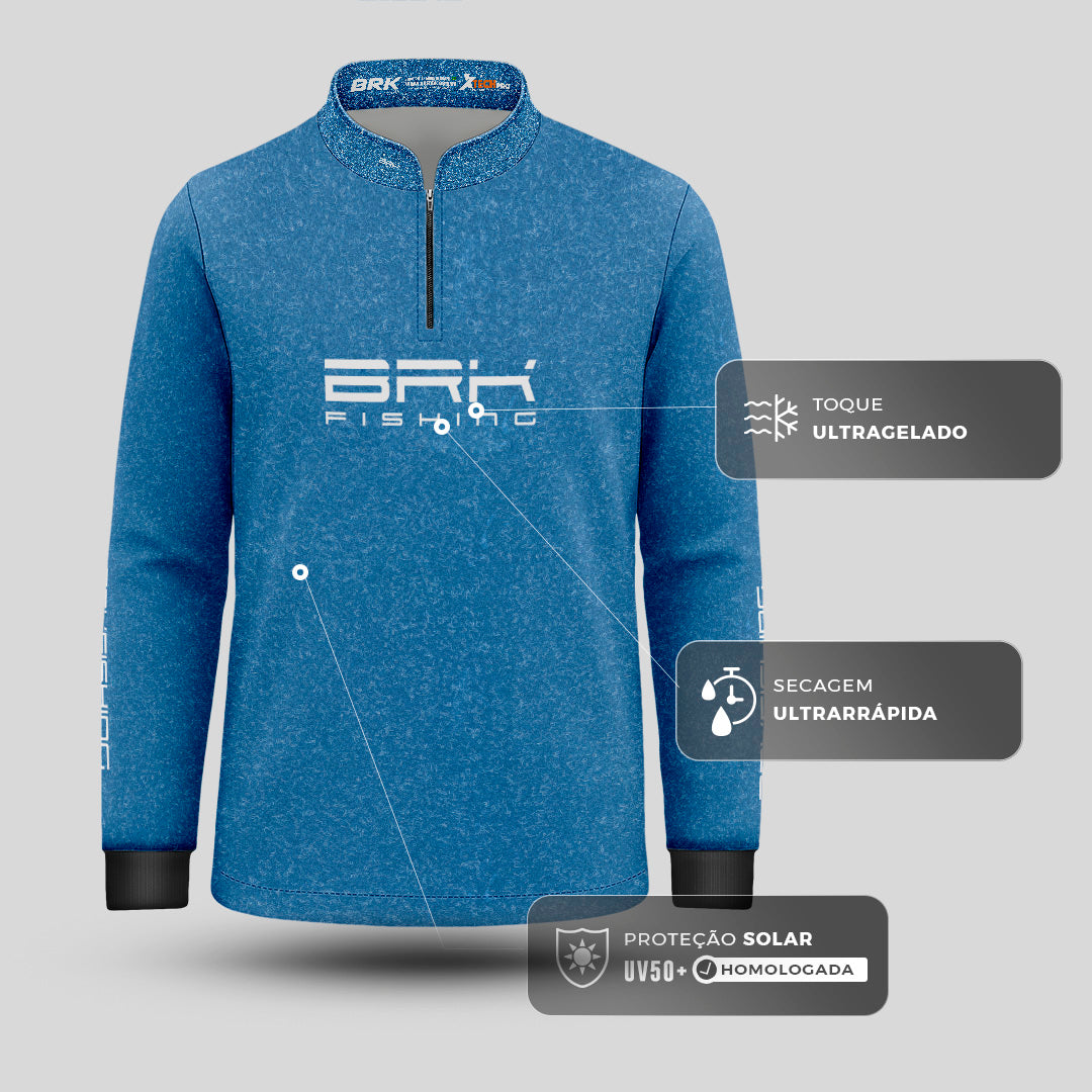 Camisa de Pesca Infantil Brk Select Pursuit Jeansfit com Proteção UV50+ - Brk Fishing