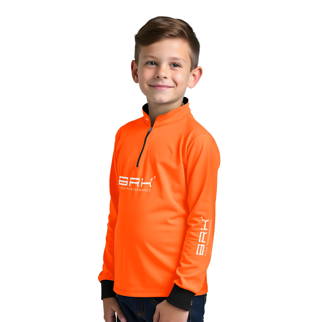 Camisa de Pesca Infantil Brk Básica Laranja com Proteção Solar UV50+ - Brk Fishing