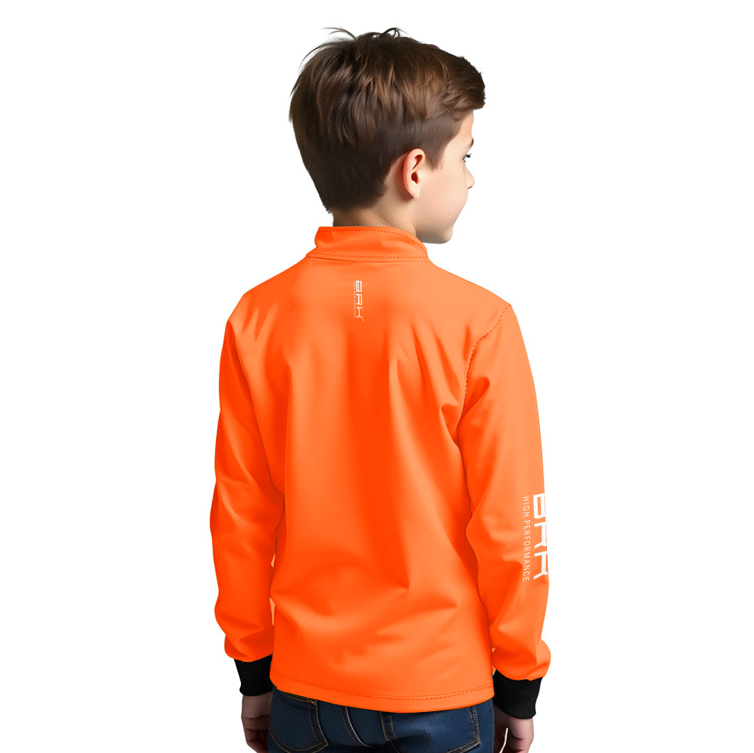 Camisa de Pesca Infantil Brk Básica Laranja com Proteção Solar UV50+ - Brk Fishing