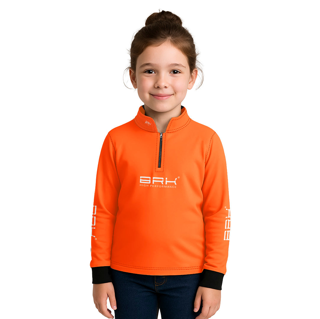 Camisa de Pesca Infantil Brk Básica Laranja com Proteção Solar UV50+ - Brk Fishing