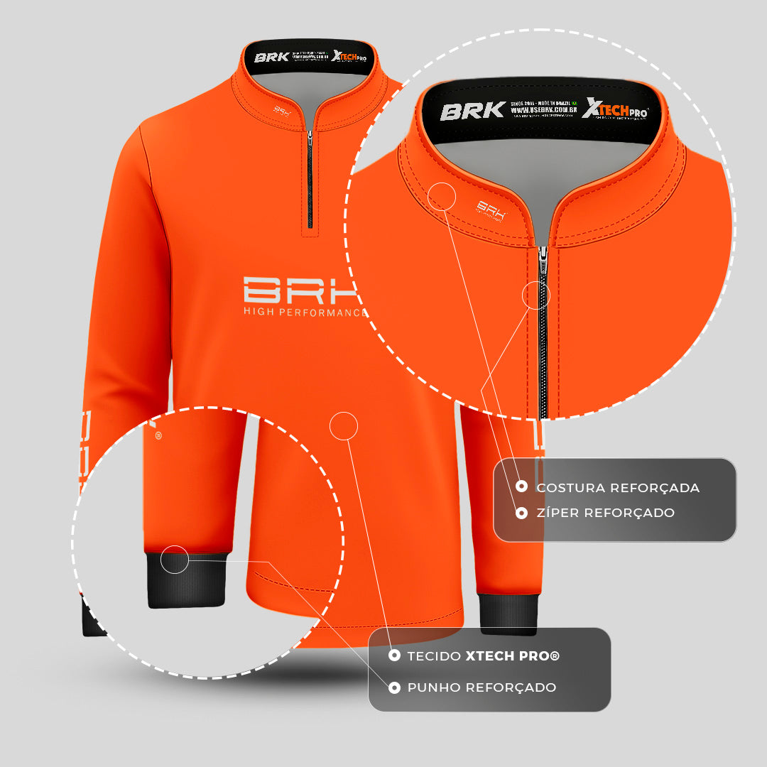 Camisa de Pesca Infantil Brk Básica Laranja com Proteção Solar UV50+ - Brk Fishing