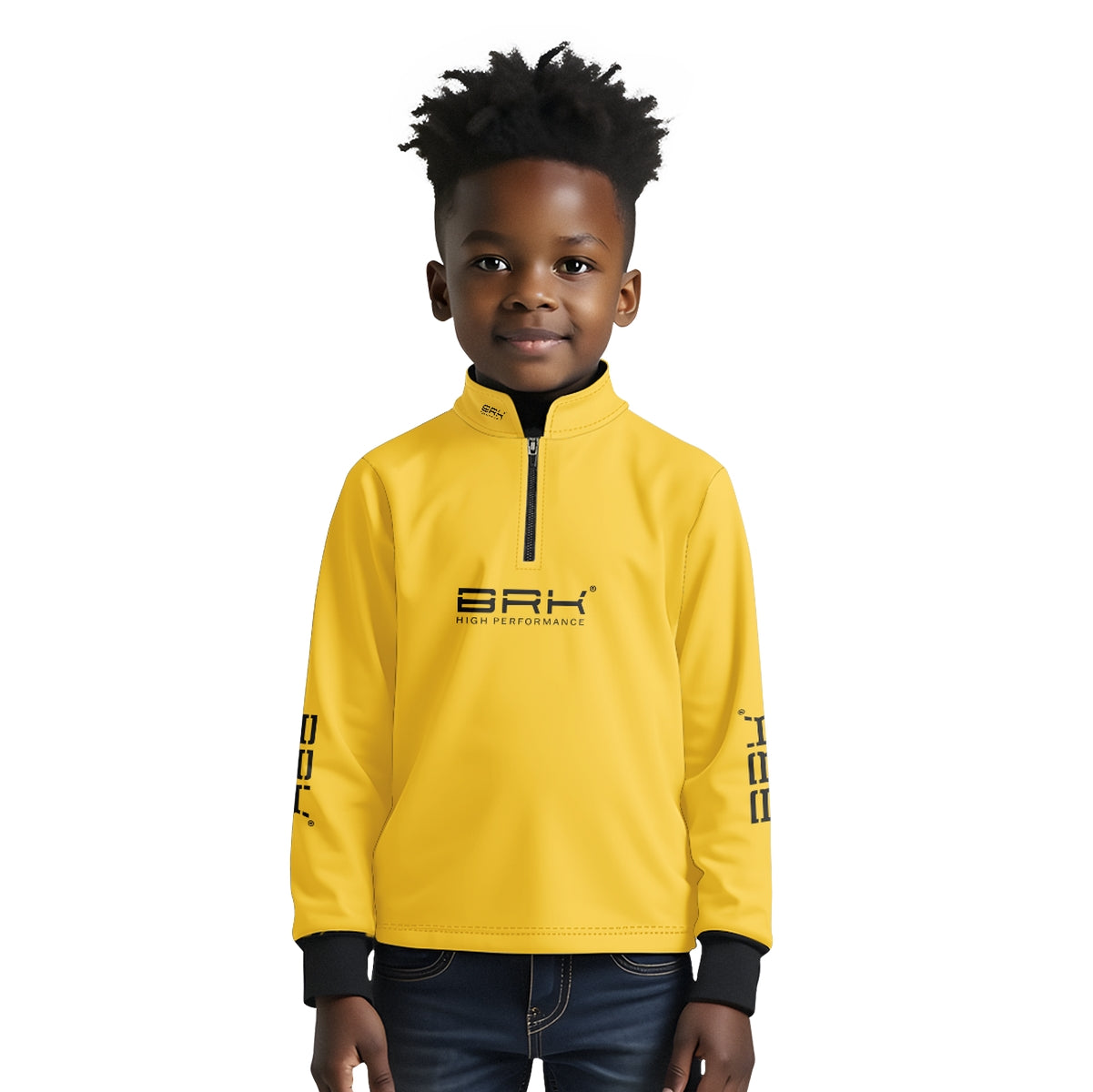 Camisa de Pesca Infantil Brk Básica Amarela com Proteção Solar UV50+ - Brk Fishing