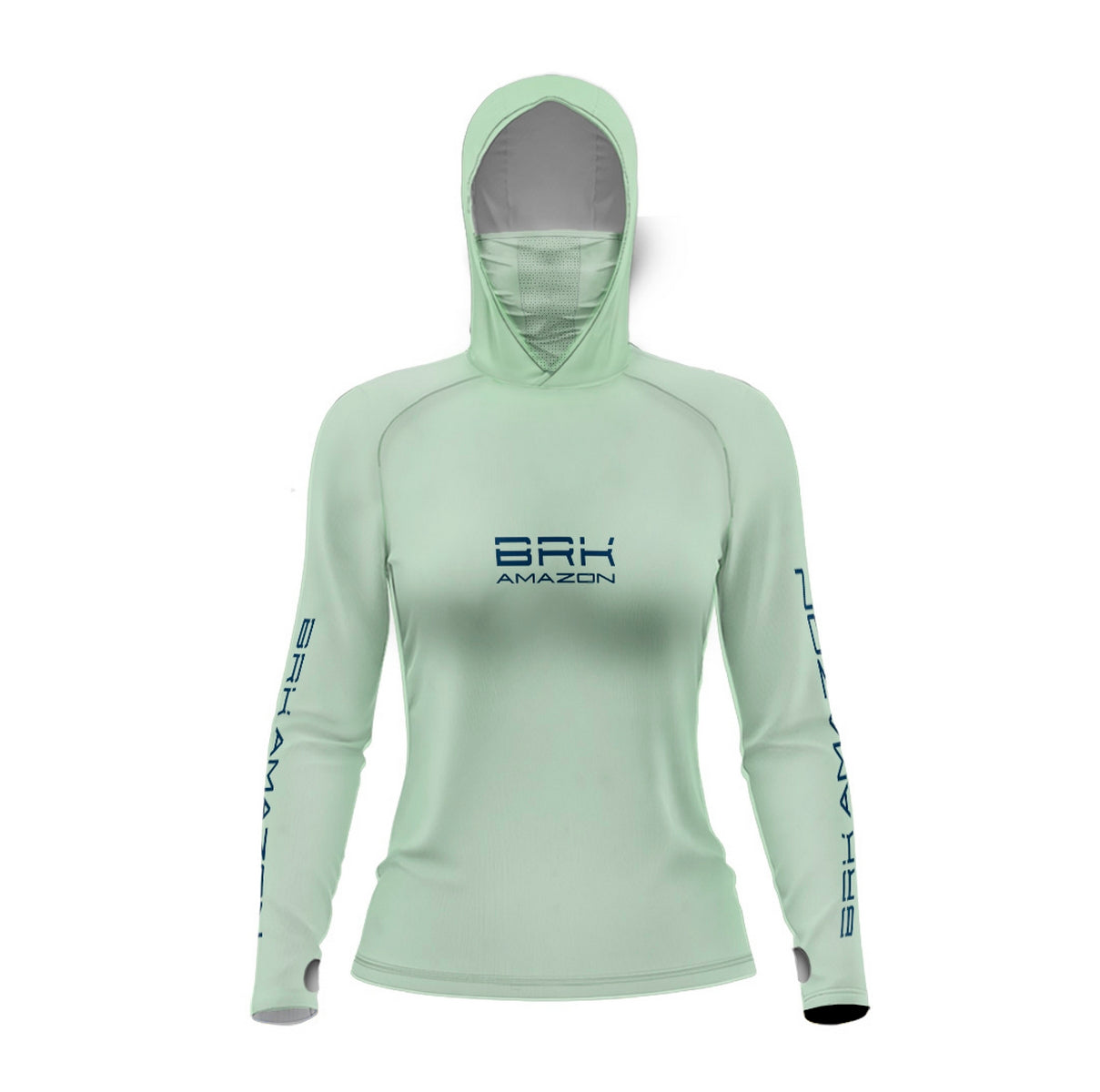 Camisa FusionX Brk Feminino Tucunaré Clean Verde Claro com Capuz e Proteção UV50+ - Brk Fishing