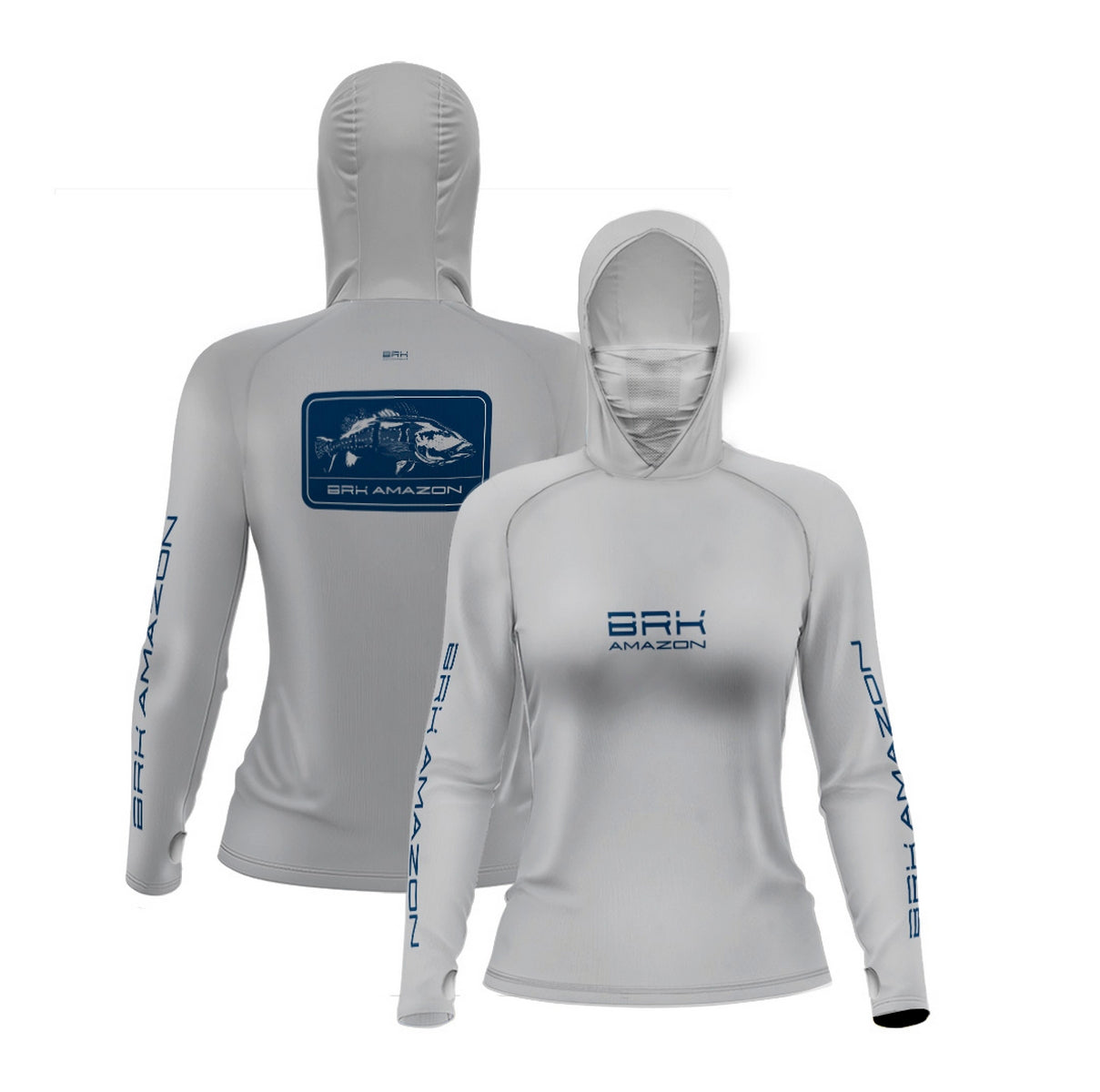 Camisa FusionX Brk Feminino Tucunaré Clean Cinza com Capuz e Proteção UV50+ - Brk Fishing