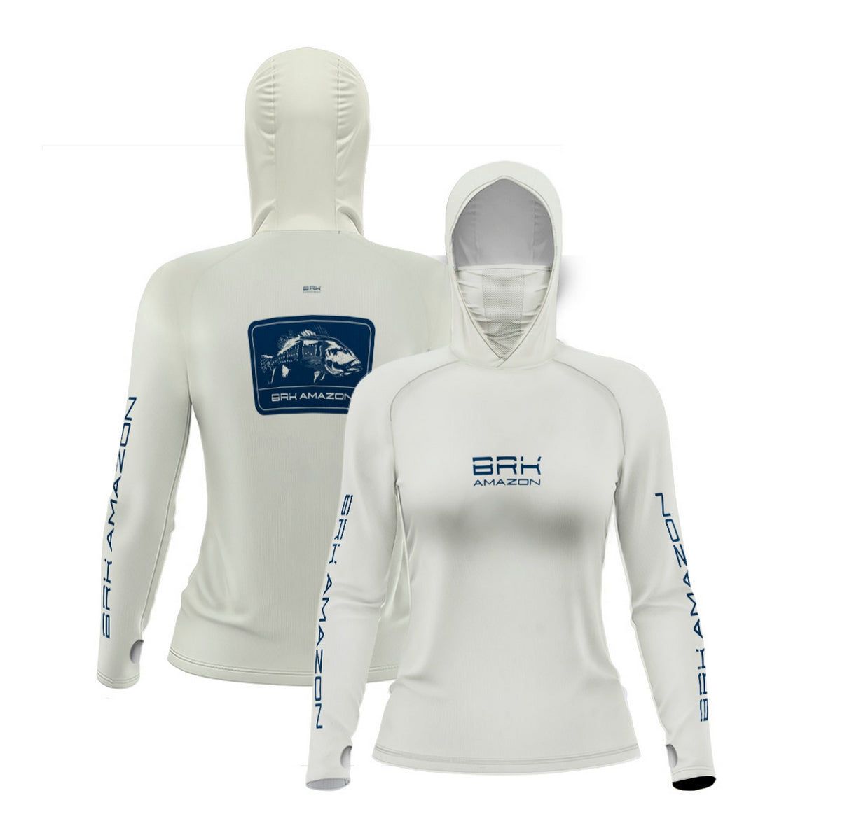 Camisa FusionX Brk Feminino Tucunaré Clean Bege com Capuz e Proteção UV50+ - Brk Fishing