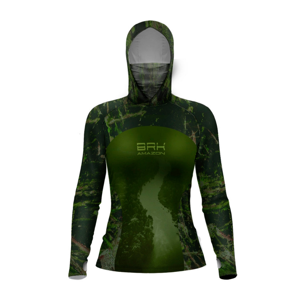 Camisa FusionX Brk Feminino Rio Amazonas e Camo com Capuz e Proteção UV50+ - Brk Fishing