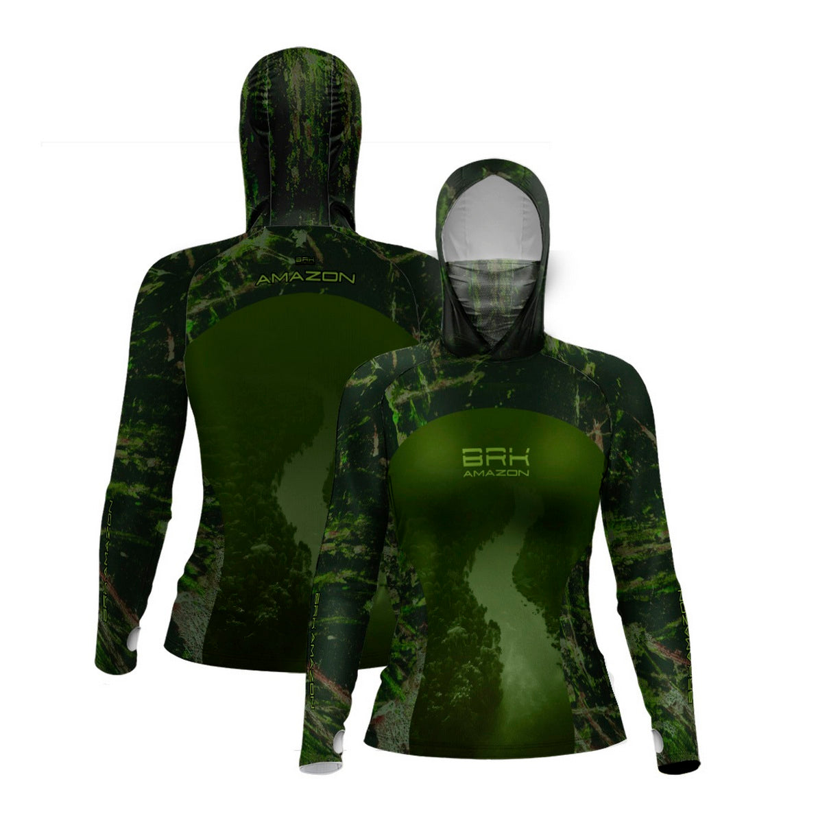 Camisa FusionX Brk Feminino Rio Amazonas e Camo com Capuz e Proteção UV50+ - Brk Fishing