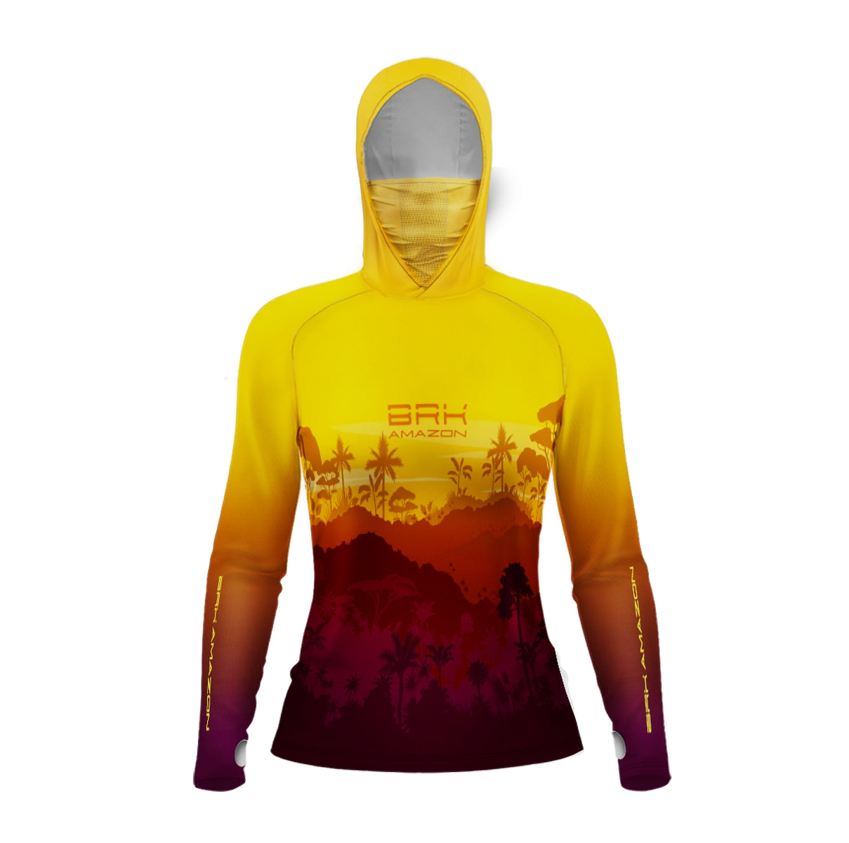 Camisa FusionX Brk Feminino Por do Sol Mata Clara com Capuz e Proteção UV50+ - Brk Fishing