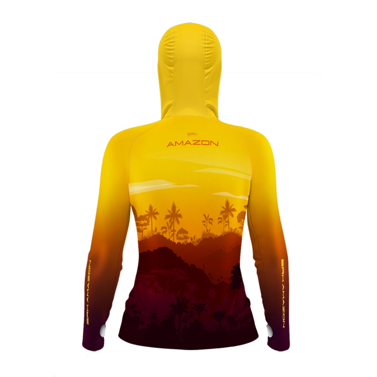 Camisa FusionX Brk Feminino Por do Sol Mata Clara com Capuz e Proteção UV50+ - Brk Fishing