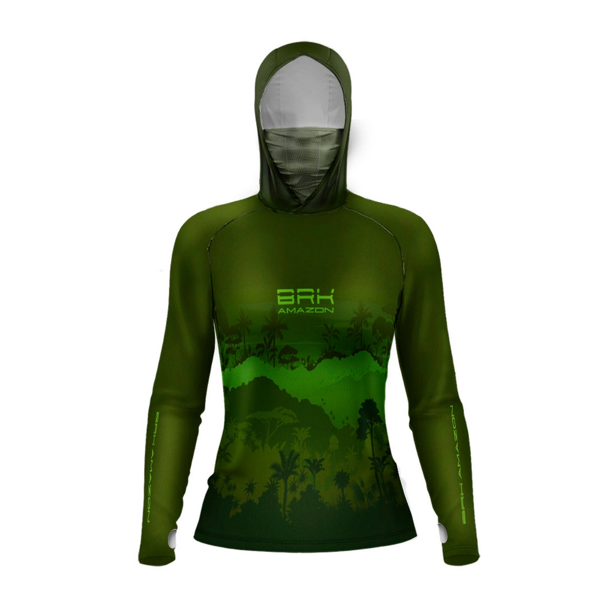 Camisa FusionX Brk Feminino Mata Verde com Capuz e Proteção UV50+ - Brk Fishing