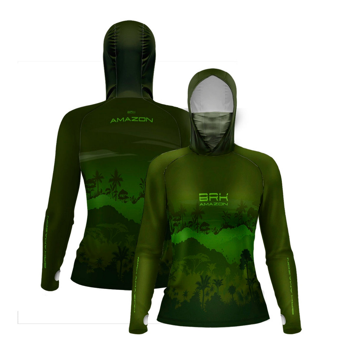 Camisa FusionX Brk Feminino Mata Verde com Capuz e Proteção UV50+ - Brk Fishing