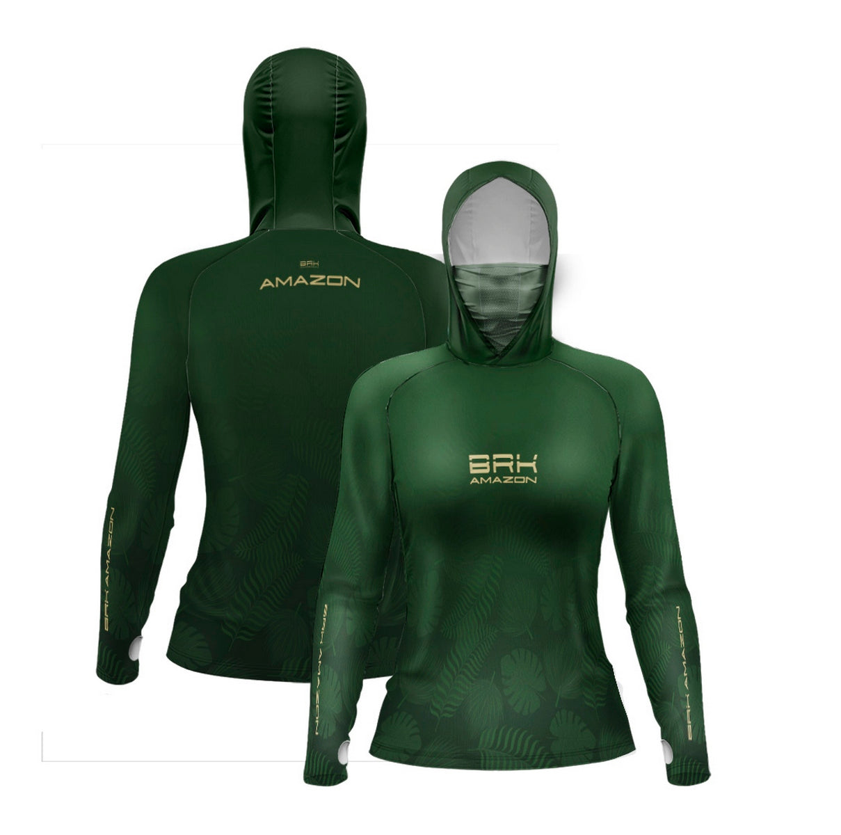 Camisa FusionX Brk Feminino Folhas com Capuz e Proteção UV50+ Brk Fishing