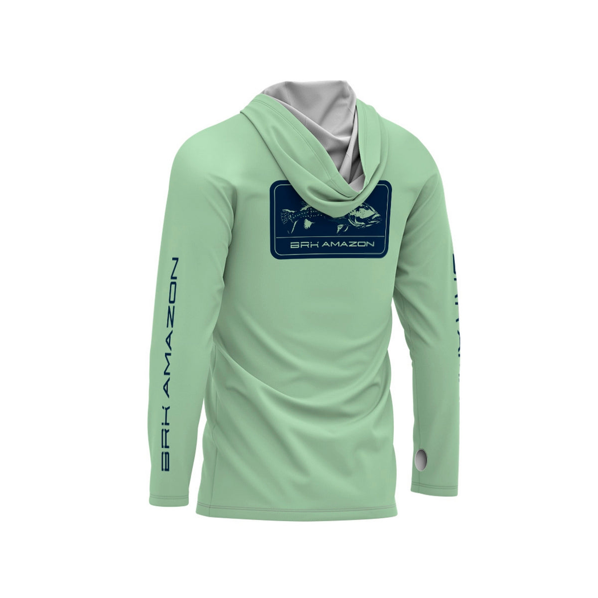 Camisa FusionX Brk Tucunaré Clean Verde Claro com Capuz e Proteção UV50+ - Brk Fishing