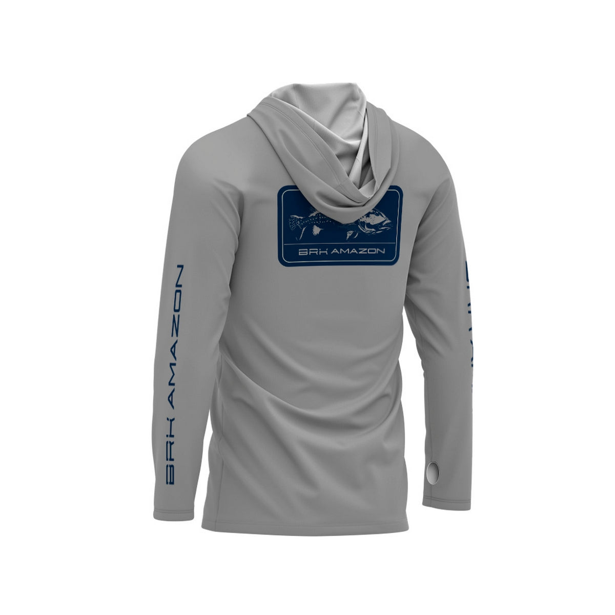 Camisa FusionX Brk Tucunaré Clean Cinza com Capuz e Proteção UV50+ - Brk Fishing