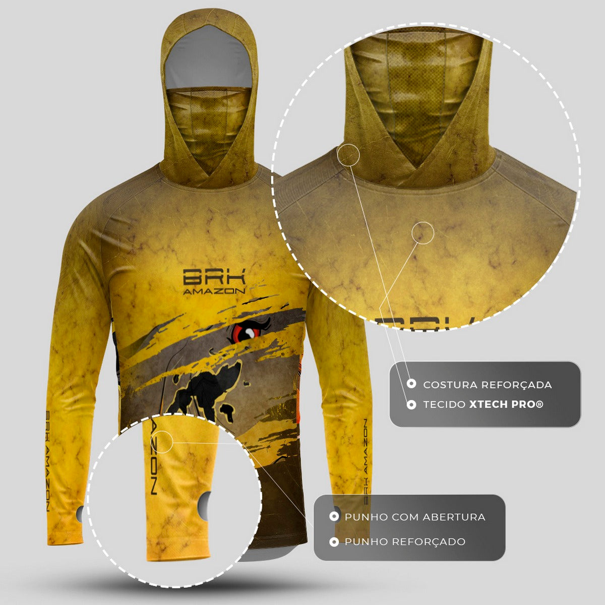 Camisa FusionX Brk Tucunaré Açu 2 com Capuz e Proteção UV50+ - Brk Fishing