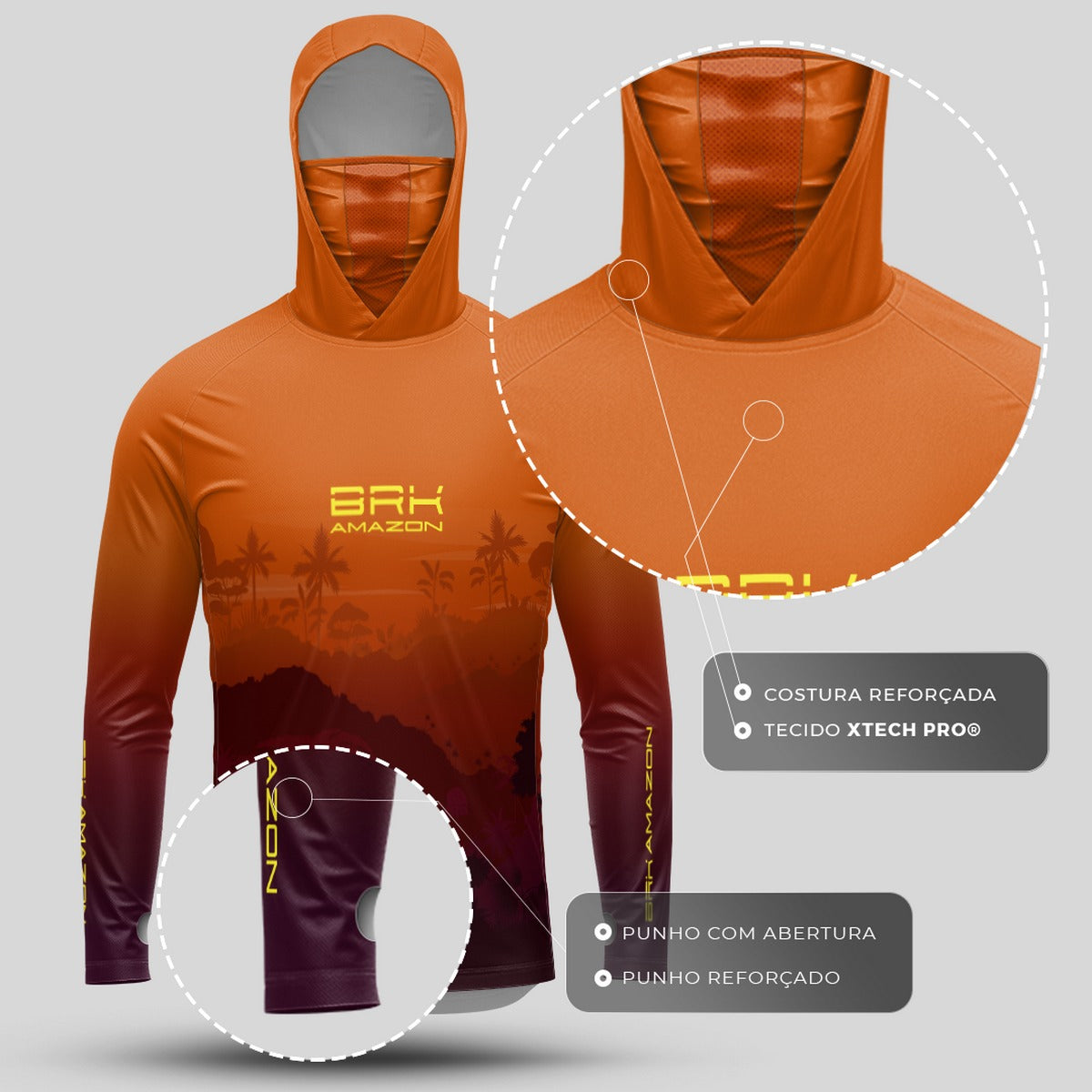 Camisa FusionX Brk Por do Sol Mata com Capuz e Proteção UV50+ - Brk Fishing