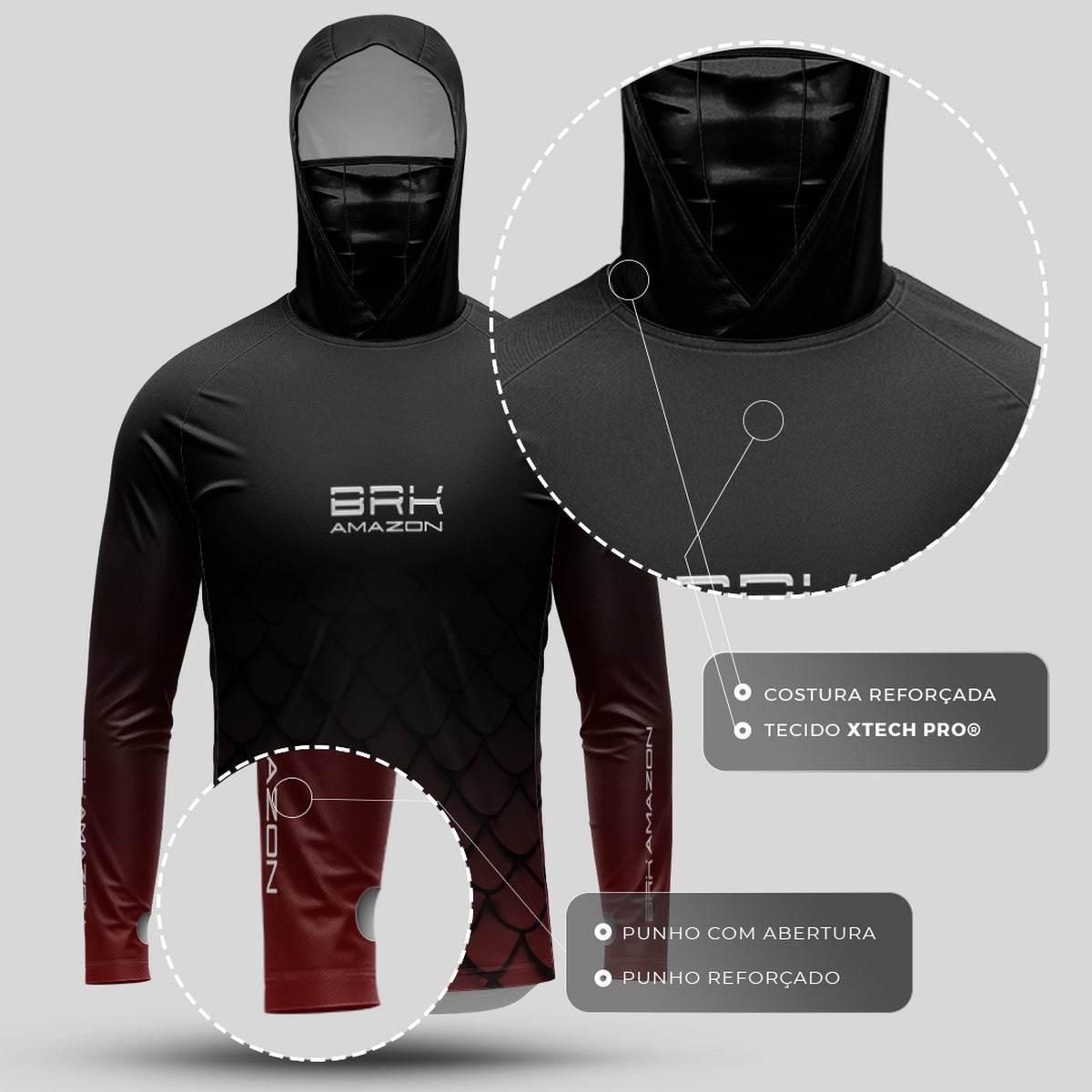 Camisa FusionX Brk Pirarucu com Capuz e Proteção UV50+ - Brk Fishing